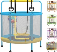 LANGXUN 60-inch Kids Trampoline (5 ft) 6-in-1 Indoor/Outdoor with Swing, Basketball Hoop, Dartboard & Rings — Birthday/Christmas Gift for Boys & Girls(m-1)