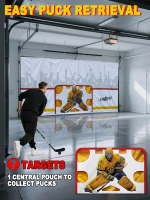 8 ft x 16 ft Heavy-Duty Hockey Shooting Tarp with Built-In Shooter Tutor – Training Net Replacement, Garage & Wall Protection(m-5)