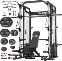 Major Fitness Drone2 Advanced Training Smith Machine – All-in-One Home Gym with Aluminum Pulley Set, Weight Bar, Dual Lat Pulldown Stations & Cable Crossover for Complete Workouts(m-1)