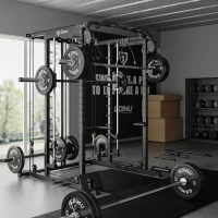 GOIMU S1-V4 Smith Machine Power Cage — 2000 lb Capacity All-in-One Squat Rack with Cable Crossover System and Multiple Attachments(m-9)