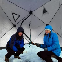 DARCHEN 3-Layer Insulated Pop-Up Ice Fishing Shelter for 3-4 People - Thermal Shanty with Insulation Skirt(m-6)