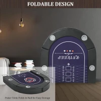 71-Inch Folding Poker Table for 6-8 Players — Portable Casino-Grade Felt Table with Collapsible Legs, Padded Rails and Deep Cup Holders for Texas Hold'em & Blackjack(m-5)