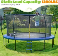 ORCC Outdoor Trampoline with 1200 LBS Static Capacity — Available in 16, 15, 14, 12, 10, 8 FT — Heavy-Duty Yard Trampoline for Kids & Adults(m-2)