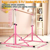 MARFULA Foldable Gymnastics Kip Bar Set – 5 ft Crossbar, 4 ft Inner Width, Adjustable 36""–60"" Height for Kids – Suitable for Home and Club Training(m-4)