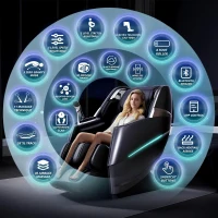 4D Full-Body Massage Chair - 55"" S+L Track Zero Gravity Recliner | 20 Auto Modes, 11 Techniques, 40-Airbag System | Yoga Stretch, App Control (Black)(m-3)
