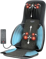 Mynt 2D & 3D Shiatsu Neck and Back Massager Chair Pad with 10 Deep Kneading Nodes, Heat, Portable Spot Massage, Black(m-1)