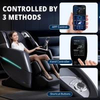 4D Full-Body Massage Chair - 55"" S+L Track Zero Gravity Recliner | 20 Auto Modes, 11 Techniques, 40-Airbag System | Yoga Stretch, App Control (Black)(m-6)