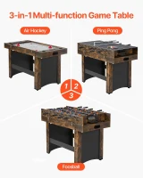 VEVOR 3-in-1 / 4-in-1 Combo Game Table (48""/54"") – Air Hockey, Ping Pong & Foosball Set with Pucks, Pushers & Manual Scorer for Home or Office(m-2)