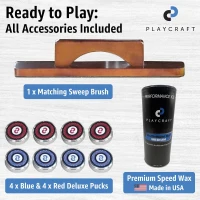 Playcraft Georgetown Shuffleboard Table — Split 2-Piece Option for Narrow Access, Storage Cabinet, Includes Pucks, Abacus, Brush & Wax(m-4)