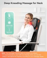 Snailax Shiatsu Neck & Back Massager with Heat - Adjustable-Height Neck Rollers, Vibration and Upgraded Kneading Compression Chair Pad for Home & Office(m-3)