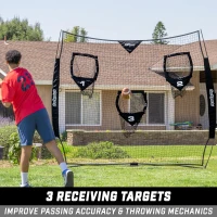 GoSports Football Throwing Net - QB Training Net (8'x8' or 6'x6') - Black or Red(m-3)