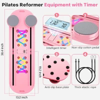 7-in-1 Portable Foldable Pilates Reformer Board with Smart Timer — Multifunctional Home Pilates Machine with Storage Bag(m-8)