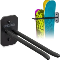 GoSports Wall-Mounted Ski & Snowboard Storage Rack - Per-Pack Holds 2 Skis or 1 Snowboard (50 lb)(m-1)