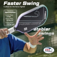 Pickleball Paddle for Advanced Players | Titanium-Carbon Hybrid Face | V-SONIC IV 16mm Core | Mid-Weight, Extended Grip | Large Sweet Spot | USAPA Approved(m-8)
