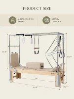 3-in-1 Pilates Reformer Cadillac Combo — Oak Wood Reformer with Cadillac Trapeze & Tower, Quick-Convert Studio-Grade Equipment(m-3)