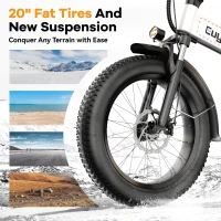 KEBIKO 1000W Peak Folding Electric Bike - 48V 20Ah Removable Battery, 30+ MPH, Up to 80 Mile Range, 20"" Fat Tire Foldable E-Bike for Adults (Commute, Beach, Snow)(m-5)