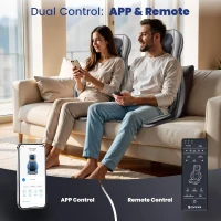 COMFIER Shiatsu Neck & Back Massage Pad with App Control — 2D/3D Deep-Kneading Chair Massager with Compression, Rolling, Vibration and Heat — Black Full-Body Massage Cushion(m-2)