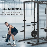 Multi-Functional Power Cage with J-Hooks, Dip Handles, Landmine & Optional Cable Pulley System — Heavy-Duty Home Power Rack(m-5)