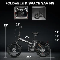 1000W Folding Electric Mountain Bike, 48V 20Ah Detachable Battery, 30+ MPH, 60-Mile Range (PAS), 20"" Fat Tire Foldable E-Bike for Adults(m-6)