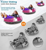 Jasonwell Heavy-Duty Snow Tube Sled — Canvas-Covered Inflatable Tube with Thick Bottom, Fast Sliding Surface, Sturdy Handles & Tow Strap, Gift-Ready Winter Toy(m-4)