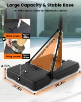 IGL Portable Basketball Hoop – 44"" PC Backboard, Height Adjustable 4.28–10 ft, Outdoor/Driveway Goal for Kids, Teens & Adults(m-7)