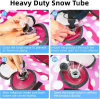 48"" Heavy-Duty Inflatable Snow Tube — Cold-Resistant with Canvas Cover, Padded Handles, Reinforced Bottom & Tow Rope, Ideal Winter Gift(m-7)