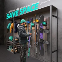 Skifavs Ski & Snowboard Wall Rack - Damage-Free Garage Organizer, Multi-Color (4-Pack)(m-2)