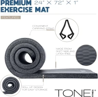 Tone Fitness 1-inch Thick High-Density Exercise Mat — Non-Slip Yoga/Pilates Mat 24 x 72 with Carry Strap(m-3)