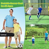 Collapsible Soccer Goal 12×6 ft / 16×7 ft – Portable Pop-Up Net with Carry Bag, 4 Ground Stakes & 12 Training Cones(m-6)