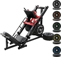 RitFit Adjustable Leg Press & Hack Squat Station with Included Weight Plate Kit, Linear-Bearing Home Gym with Weight Storage Posts(m-9)