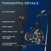 Soozier Exercise Bike, Stationary Bike with LCD Display, Indoor Cycling Bike for Home Workout, with 6kg Flywheel, Black(m-9)