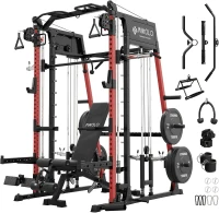 Mikolo M4 2.0 Smith Machine & Squat Rack — 2200 lb Capacity with Lat Pulldown, Dual Cable Crossover and Leg Hold-Down(m-1)