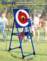 4-in-1 Bristle Axe Throwing Target Set with 8 Long-Handled Axes & 8 Star Darts - Indoor/Outdoor Yard Game(m-3)