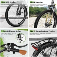 1000W Peak Electric Bike for Adults with Removable Battery, 26"" E-Bike, 7-Speed, Up to 25+ MPH and 80+ Mile Range — All-Terrain Commuter for Beach, Snow & Women(m-9)