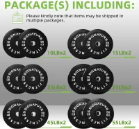 Fitvids Complete Olympic Weight Set — 2-inch Bumper Plates for Weightlifting & Strength Training, Full 370 LB Package, Multiple Configurations(m-2)