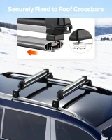 VEVOR Ski & Snowboard Roof Rack, Holds Up to 4 Pairs of Skis or 2 Snowboards, 2-Pack Aluminum Universal Top Mount with Lock & Rubber Padding, Also Fits Fishing Rods, Compatible with Most Crossbars(m-3)