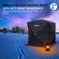 DARCHEN 3-Layer Insulated Pop-Up Ice Fishing Shelter for 3-4 People - Thermal Shanty with Insulation Skirt(m-2)