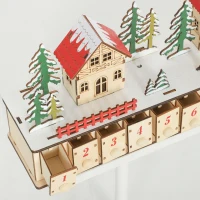 HOMCOM Christmas Advent Calendar with 24 Countdown Drawers and LED Lights, Wood-Effect Advent Calendar, Battery Operated(m-8)