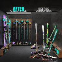 Skifavs Ski & Snowboard Wall Rack for Garage Wall — Universal Fit, Damage-Free Storage Rack, Green (4-Pack)(m-5)