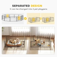 PawHut Dog Playpen, 31.5"W Heavy-Duty Metal Puppy Play Pen, Pet Exercise Fences for Outside and Indoor, DIY Design with Door for Small Dogs, 12 Panels, 23.5"H(m-7)