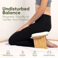 Portable Bamboo Seiza Meditation Bench with Extra-Thick 1.6"" Cushion - Magnetic Lock Hinge & Canvas Carry Bag for Stable, Ergonomic Kneeling(m-2)