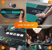 Newverest 70"" x 30"" Poker Table Top – Ideal Texas Hold'em Topper for 6ft & 8ft Folding Tables (30"" Width) with Zipper Storage Bag in Gift Box(m-5)