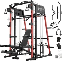 Mikolo M4 2.0 Smith Machine & Squat Rack with Lat-Pulldown and Cable Crossover — 2200 lb Capacity(m-1)