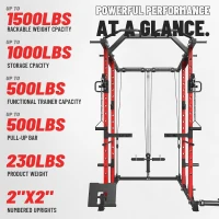Mikolo K6 Power Cage — 1500 lb Capacity Power Rack with Cable Crossover, Lat Pulldown & Pulley System for Home Fitness(m-5)