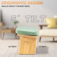 Bamboo Meditation Bench, Folding Kneeling Seiza Stool with Cushion (Green)(m-5)