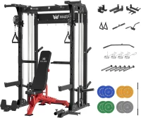 MAJOR FITNESS F22 Power Rack — 1600 lb All-in-One Squat Rack with Dual Pulley System(m-1)