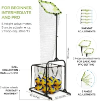 Volleyball Setter Training System — Adjustable Setter Net with Multiple Angles & Heights, Wheels and Ball Collection Bag(m-2)