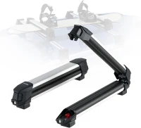 VEVOR Ski & Snowboard Roof Rack, Holds up to 4 Pairs of Skis or 2 Snowboards, 2-Pack Aluminum Universal Crossbar Mount with Lock & Rubber Padding, Carrier for Fishing Rods, Fits Most Slotted Crossbars(m-1)