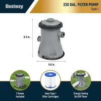 Bestway Steel Pro MAX 10' x 30"" Round Above-Ground Pool Set with Metal Frame, DuraPlus Liner and Filter Pump, Gray(m-5)