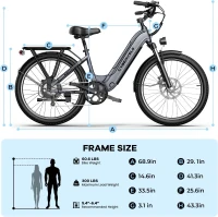 1000W Peak Removable-Battery 26"" Electric Bike for Adults — 7-Speed, Up to 80+ Mile Range(m-9)